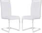 Dining Chairs Set, Kitchen Modern Metal Chairs with Faux Leather Padded Seat High Back and Sturdy Chrome Legs, Chairs for Dining Room (White, Set of 2)