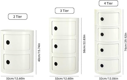Round Nightstand with 3 Drawers, Modern Style Side Table, Multifunctional End Table Storage Cabinet for Living Room, Bedroom, Bathroom (Pure White)