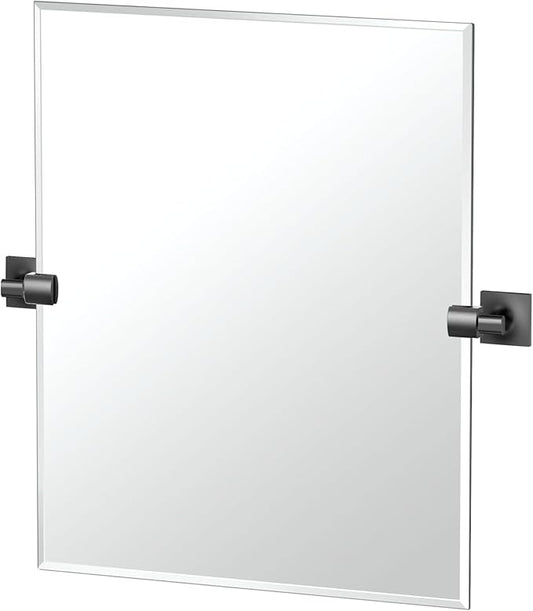 Gatco 5589MXSM Waterline Frameless Rectangle Mirror, 24 Inch, Matte Black