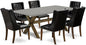 East West Furniture X797FO749-7 7 Piece Kitchen Table Set Consist of a Rectangle Dining Table with X-Legs and 6 Black Faux Leather Parson Dining Room Chairs, 40x72 Inch, Multi-Color