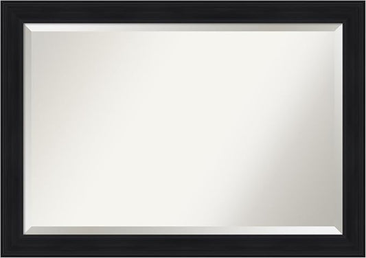 Amanti Art Black Bathroom Mirror for Over Sink, 29x41 Abbey Black Rectangle Vanity Mirror, Large Traditional Frame, Hangs Horizonally and Vertically, Bathroom Wall Decor, Beveled Edge