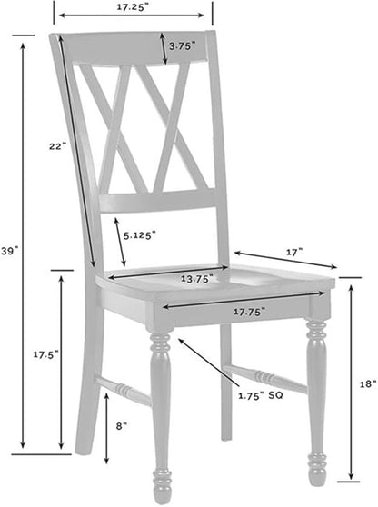 Crosley Furniture Shelby 4-Piece Traditional Dining Table Set for 5 with 2 Chairs and a Wood Bench, Distressed White