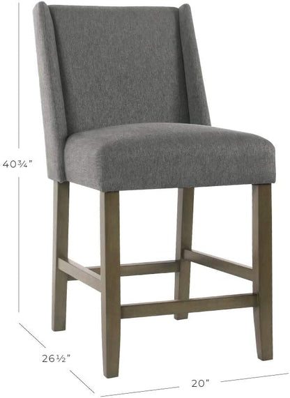 Homepop Home Decor | Modern Counter Stool | Counter Stools With Back | Decorative Home Furniture, Gray 24 inch, Pewter Woven