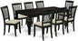 East West Furniture LGDA9-BLK-C 9 Piece Dining Room Table Set Includes a Rectangle Kitchen Table with Butterfly Leaf and 8 Linen Fabric Upholstered Dining Chairs, 42x84 Inch, Black