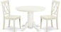 East West Furniture SHCL3-LWH-W 3 Piece Dining Table Set for Small Spaces Contains a Round Kitchen Table with Pedestal and 2 Dining Chairs, 42x42 Inch, Linen White