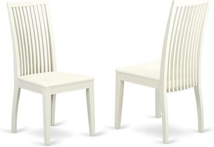 East West Furniture ANIP5-LWH-W 5 Piece Modern Dining Table Set Includes a Round Kitchen Table with Pedestal and 4 Dining Room Chairs, 36x36 Inch, Linen White