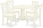 East West Furniture SHCL5-WHI-C 5 Piece Dining Room Table Set Includes a Round Kitchen Table with Pedestal and 4 Linen Fabric Upholstered Dining Chairs, 42x42 Inch, Linen White