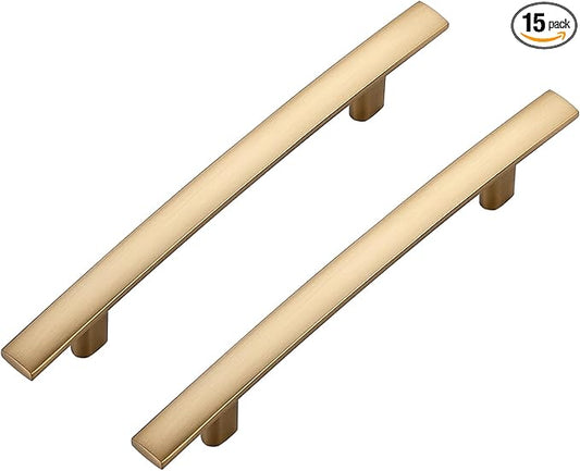 15 Pack Cabinet Handles 4" Hole Center - Curved Cabinet Pulls Champagne Bronze Drawer Pulls for Kitchen Cupboard Solid Handles for Dresser Drawer Arch Closet Hardware