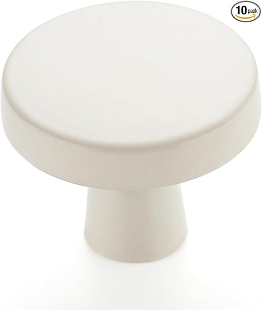 Ravinte 10 Pack Drawer Pulls 1-1/4 Inch White Kitchen Cabinet Knobs Solid Round Dresser Handles for Simple Cupboard Hardware