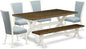 East West Furniture X077VE215-6 6 Piece Dining Table Set Contains a Rectangle Dining Room Table and 4 Baby Blue Linen Fabric Upholstered Chairs with a Bench, 40x72 Inch, Multi-Color