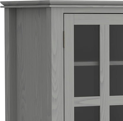 SIMPLIHOME Artisan SOLID WOOD 53 inch Wide Contemporary TV Media Stand in Fog Grey For TVs up to 60 inches for the Living Room and Entertainment Center