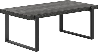 FOLUBAN Coffee Table, Modern Industrial Wood and Metal Center Table, Rectangle Cocktail Tea Table for Living Room, Dark Gray, 44 Inch