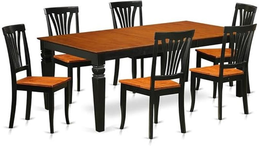East West Furniture LGAV7-BCH-W 7 Piece Dining Room Furniture Set Consist of a Rectangle Kitchen Table with Butterfly Leaf and 6 Dining Chairs, 42x84 Inch, Black & Cherry