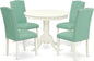 East West Furniture ANEN5-LWH-57 5 Piece Dining Room Table Set Includes a Round Kitchen Table with Pedestal and 4 Pond Faux Leather Parsons Dining Chairs, 36x36 Inch, Linen White