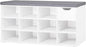 DINZI LVJ Shoe Bench, Entryway Storage Bench with Drawer and 11 Cubbies, Cubby Shoe Rack with Adjustable Shelves, Shoe Organizer Cabinet for Living Room, Bedroom, Mudroom, Closet and Garage, White