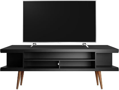 Manhattan Comfort Utopia 70.47" Freestanding Entertainment Center for Living Room, Mid Century Modern TV Stand with Shelves, Storage and Media Holes, Fits 65" Screens, Black
