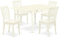East West Furniture MZDA5-LWH-C 5 Piece Dining Room Table Set Includes a Rectangle Kitchen Table with Dropleaf and 4 Linen Fabric Upholstered Dining Chairs, 36x54 Inch, Linen White