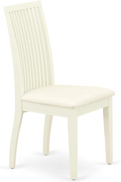 East West Furniture HBIP5-LWH-C 5 Piece Dining Set Includes a Round Dining Table with Pedestal and 4 Linen Fabric Kitchen Room Chairs, 42x42 Inch, Linen White