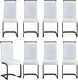 Dining Chairs Set of 8, Black Faux Leather with Metal Frame, Modern Kitchen Chairs with Padded Seat High Back for Dining Room, Kitchen, Living Room