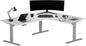 Progressive Desk Height Adjustable Computer Standing Desk - L Shaped 70" x 55" Corner Electric Stand Up Rising Workstation - Warm White, Gray Frame