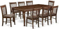 East West Furniture DONO9-MAH-C 9 Piece Dining Table Set Includes a Rectangle Dining Room Table with Butterfly Leaf and 8 Linen Fabric Upholstered Chairs, 42x78 Inch, Mahogany