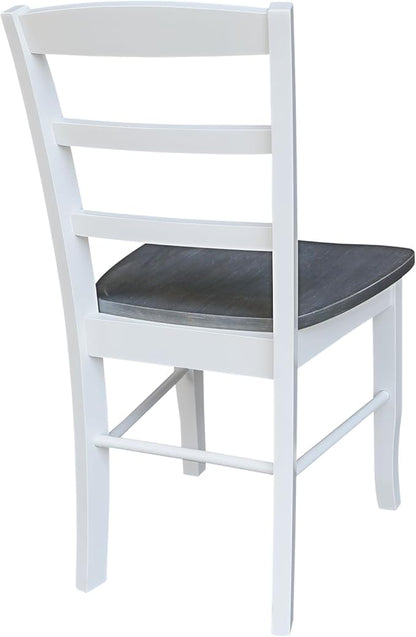IC International Concepts Set of Two Madrid Ladderback Dining Chairs, White/Heather Gray