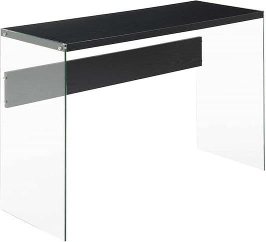 SoHo Glass Console Table/Desk, Black/Glass