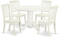 East West Furniture SHDA5-LWH-W 5 Piece Dining Room Table Set Includes a Round Kitchen Table with Pedestal and 4 Dining Chairs, 42x42 Inch, Linen White
