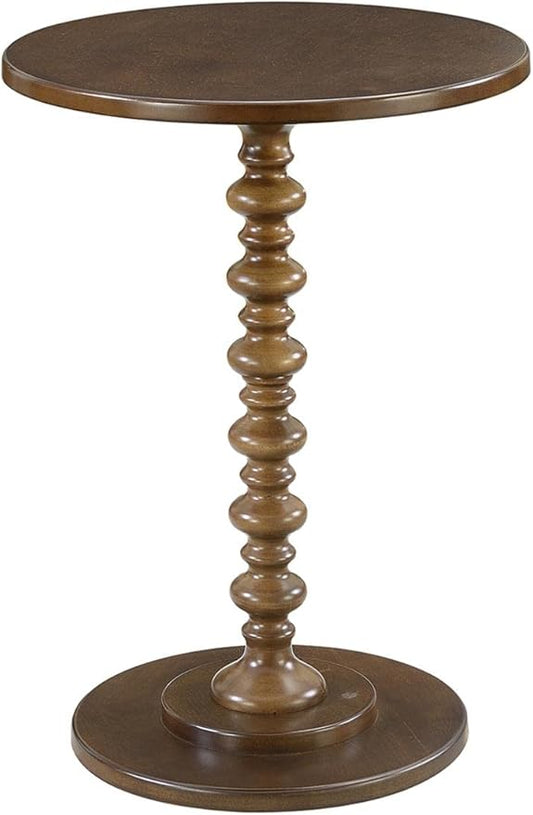 Convenience Concepts Palm Beach Spindle 17.75" Traditional Round End Living Room, Turned Solid Wood Side, Classic Display Pedestal Table, Espresso