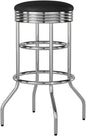 TRINITY Heavy Duty 30-Inch Backless Swivel Bar Stool for Kitchen, Garage, or Workshop, Chrome Finish with Faux Leather Seat, 1 Pack, Black