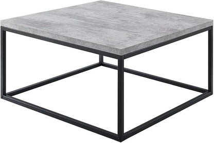 CENSI 30"x30" Square Concrete Accent Coffee Table Ottoman for Living Room, Modern Industrial Style, 1.2" Extra Thick Tabletop (Faux Concrete)