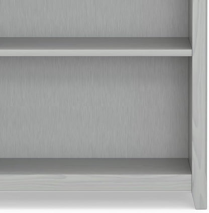 SIMPLIHOME Amherst Bookcase - 70 inch Tall 5-Shelf Solid Wood Bookshelf in Fog Grey, Transitional Storage for Living Room, Study Room or Office with Adjustable Shelves and Tapered Legs