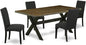 East West Furniture X677DR124-5 5 Piece Dining Room Table Set Includes a Rectangle Dining Table with X-Legs and 4 Black Color Linen Fabric Upholstered Chairs, 40x72 Inch, Multi-Color