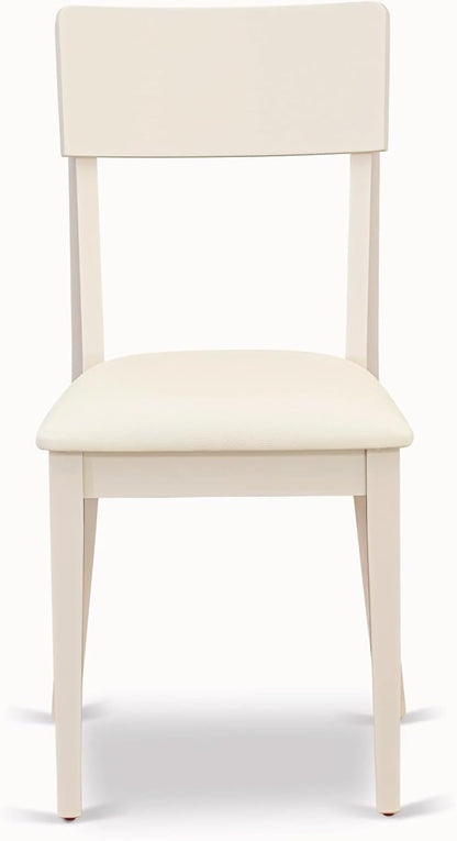 East West Furniture CAAD5-LWH-LC 5 Piece Dining Room Table Set Includes a Rectangle Kitchen Table and 4 Faux Leather Upholstered Dining Chairs, 36x60 Inch, Linen White
