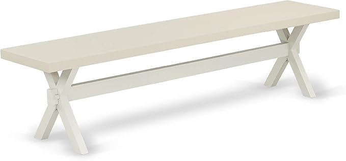 East West Furniture X027EN206-6 6 Piece Kitchen Table Set Contains a Rectangle Dining Table with X-Legs and 4 Dark Shitake Linen Fabric Parson Chairs with a Bench, 40x72 Inch, Multi-Color