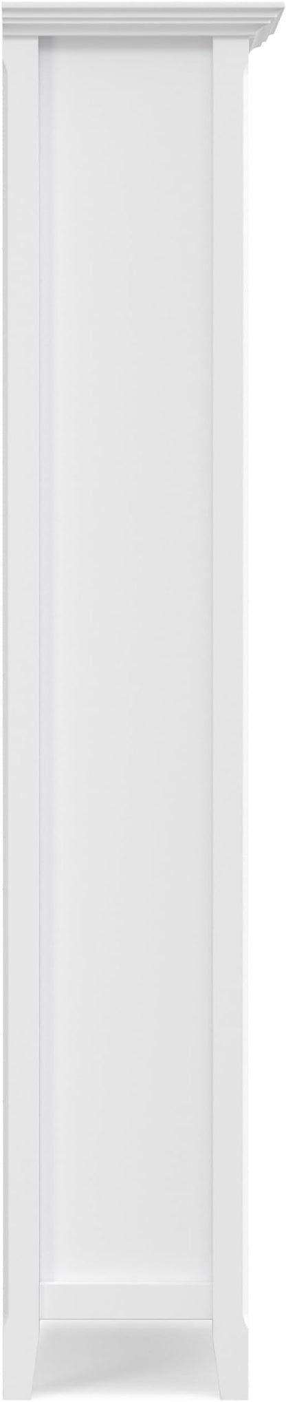 SIMPLIHOME Amherst Bookcase - 70 inch Tall 5-Shelf Solid Wood Bookshelf in White, Transitional Storage for Living Room, Study Room or Office with Adjustable Shelves and Tapered Legs