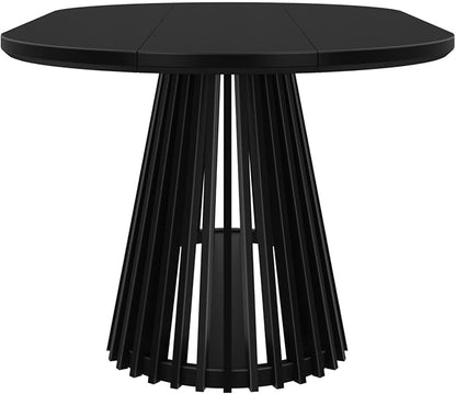Plank+Beam Lido Oval Dining Table, 72", Round Wooden Minimalist Kitchen Table fits 4 to 6, Black