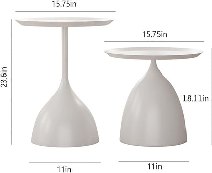 Nesting Tables, White Side Tables, Modern End Tables for Living Room Nesting Coffee Table Set of 2,Console Table Pedestal Tables