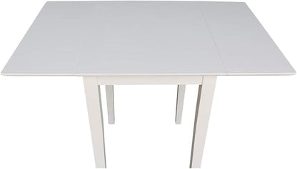 IC International Concepts, Solid Wood Small Drop Leaf Dining Table, Solid Real Wood, Sturdy Parawood, White