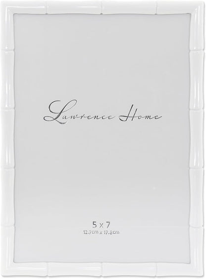 Lawrence Frames Cast Metal Frame - Bamboo Design, White, 5x7
