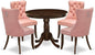 East West Furniture ANDA5-AWA-23 5 Piece Dinette Set Consists of a Round Dining Table with Pedestal and 4 Polyester Fabric Parson Kitchen Chairs, 36x36 Inch, Antique Walnut
