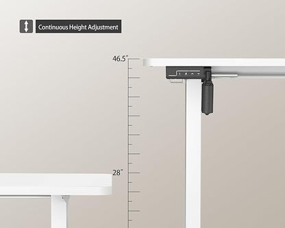 Electric Standing Desk Adjustable Height, 55x24 Inches Sit Stand up Desktop for Home Office, Ergonomic Rising Computer Table with Memory Preset, White