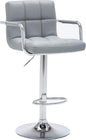 AC Pacific Contemporary Adjustable Swivel Kitchen Bar Stool Chair with Cushion and Armrest, 24"-33", Pewter Gray