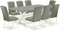 East West Furniture X097EL207-9 9 Piece Dining Set Includes a Rectangle Dining Room Table with X-Legs and 8 Gray Linen Fabric Upholstered Parson Chairs, 40x72 Inch, Multi-Color