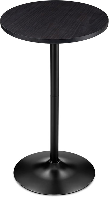 Glitzhome 39.5" H Round Bar Table Pub Table, Wood Top with Metal Leg and Base, Charcoal Gray Walnut Veneer Finish Bar Height Cocktail Table for Kitchen Island,Bistro,Restaurant (Charcoal Gray)