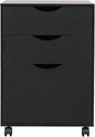 QDSSDECO 3 Drawer Mobile File Cabinet, Rolling Vertical Filing Cabinet fits A4, Legal Paper and Letter Paper for Home Office, Black