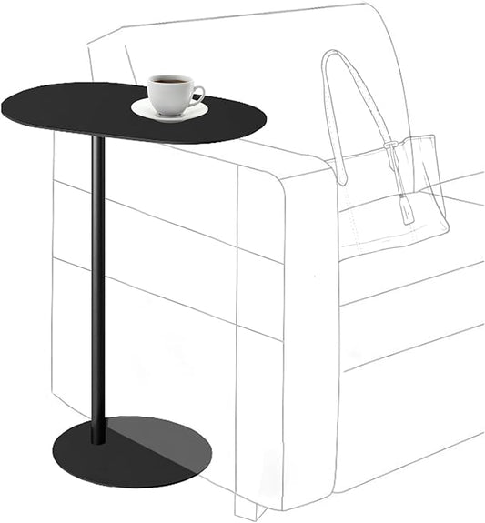 C-Shaped Side Table, Iron End Table for Couch Sofa and Bed, Small Metal Black Side Tables for Living Room Bedroom (Black, High-24.8in/63cm)