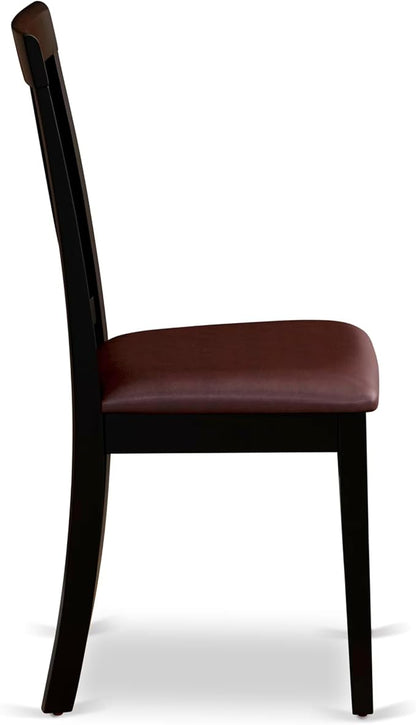 East West Furniture HLAN5-BCH-LC 5 Piece Dining Set Includes a Round Dining Table with Pedestal and 4 Faux Leather Kitchen Room Chairs, 42x42 Inch, Black & Cherry