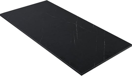Kaboon Universal Tabletop 45.67"x23.62", Solid One-Piece Melamine Table Top, Double Desk L-Desk DIY, Home and Office,Cloud Atlas/Black Marble