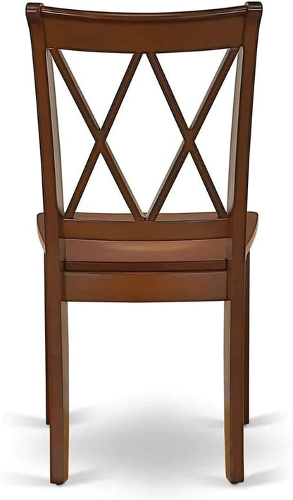 East West Furniture MZCL5-MAH-W 5 Piece Dining Room Table Set Includes a Rectangle Dining Table with Dropleaf and 4 Wood Seat Chairs, 36x54 Inch, Mahogany